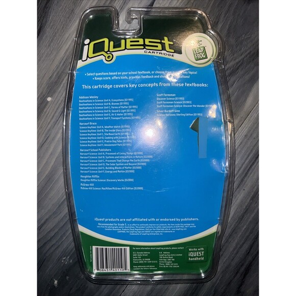 New Leap Frog IQuest Science Cartridge Package 5th Grade Ages 10 Quantum Leap - Picture 2 of 3